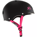 Skateboard helmet S-One LIFER BLACK MATTE PINK STRAPS 2024 
