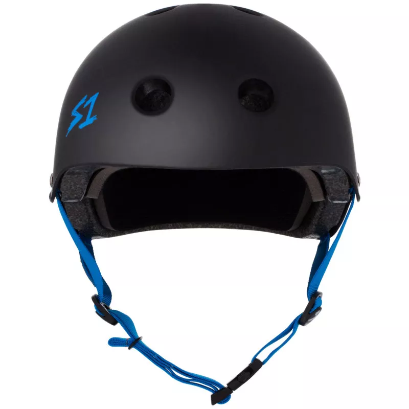 Skateboard-Helm S-One Lifer Black Matte Cyan Straps 2024 